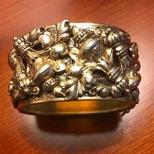 Metallic gold look vintage large cuff bracelet
